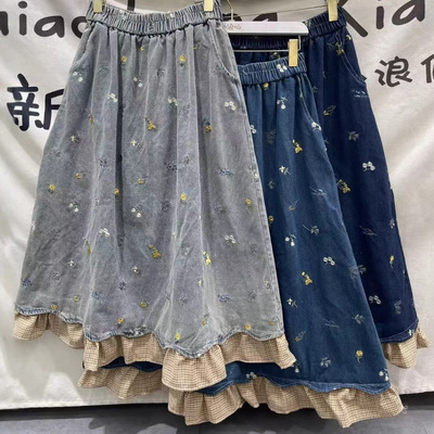 2026春日系森系格子牛仔裙