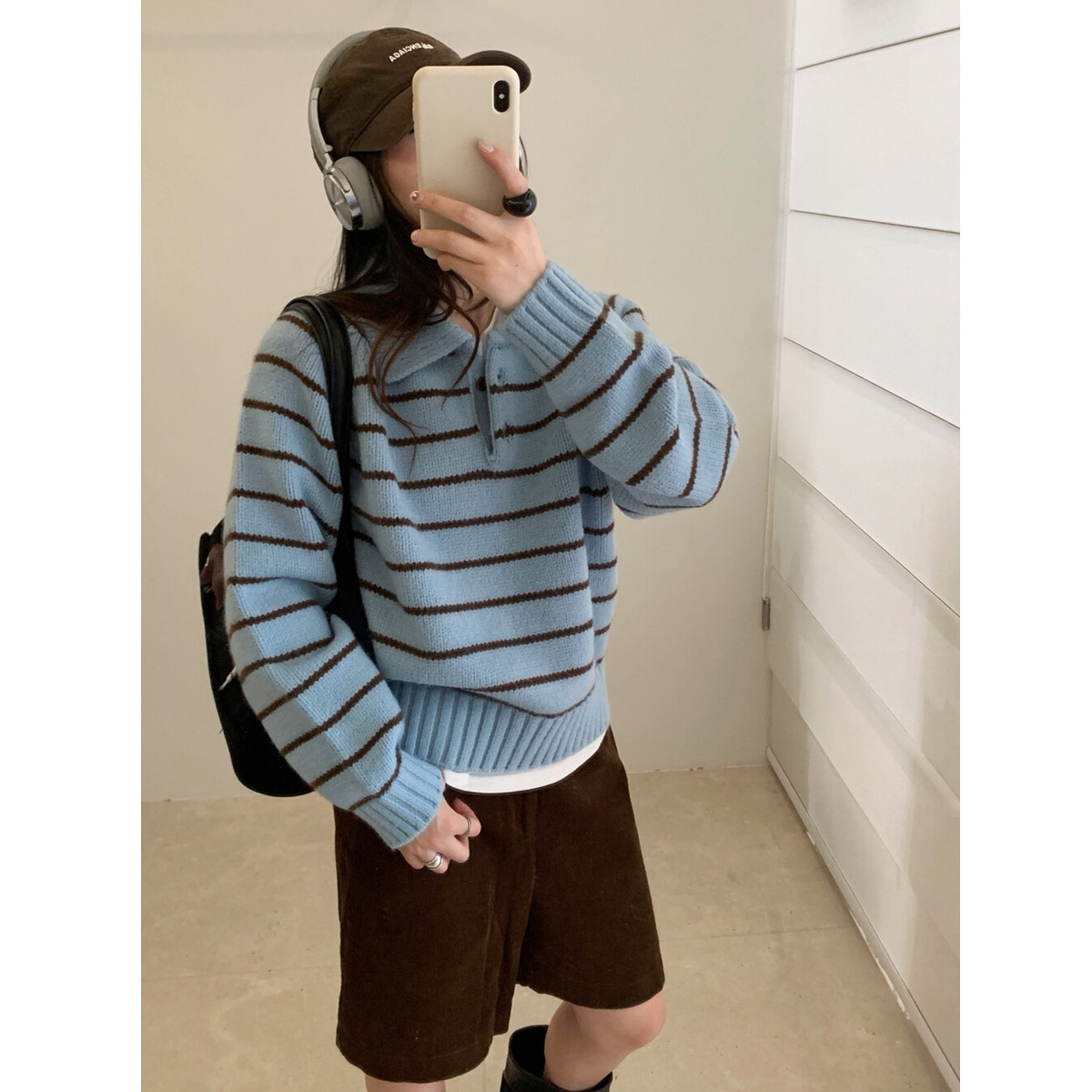 韩版撞色条纹毛衣女23