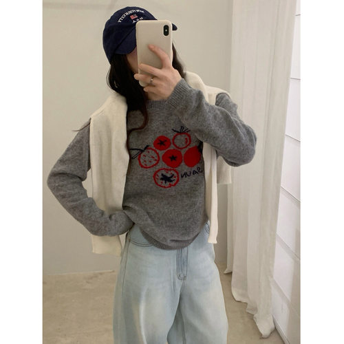 全羊毛卡通套头毛衣女