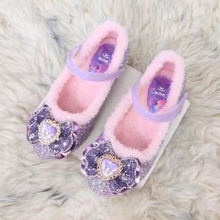 女童20252025 鞋 新款 儿童水晶靴子库洛米公主毛毛加绒冬天秋冬季