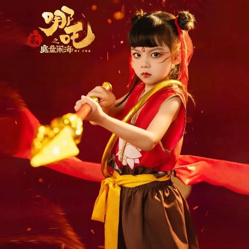 哪咤衣服儿童哪吒魔童降世衣服同款万圣节cos服动漫套装演出服装