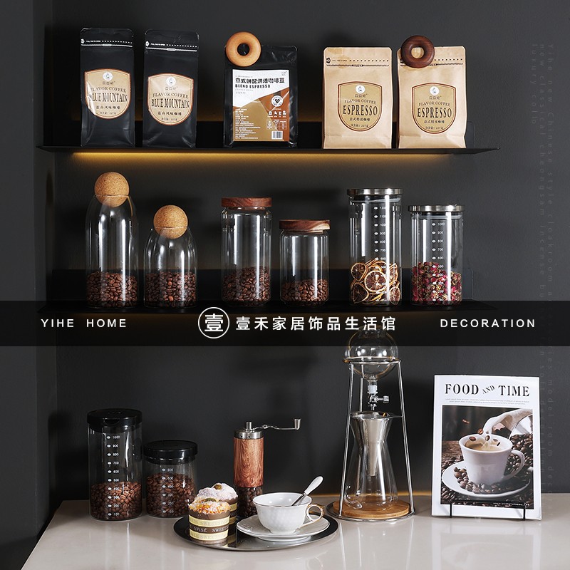 板房厨房餐边柜层架咖啡主题饰品