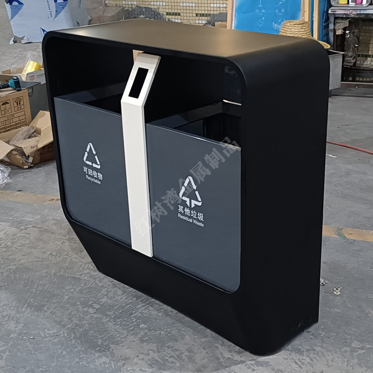 户外喷塑不锈钢分类垃圾桶 市政街道环卫果皮箱小区双筒垃圾箱