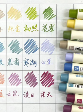 点石记号勾线笔荧光色柔绘笔标记学生用新国色彩色手账笔古城色划重点莹光手帐专用笔锋秀丽笔软头手抄报银光