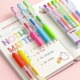 爱好文具GP260彩色中性笔做笔记专用按动笔一套学生用果汁笔莫兰迪色按压式 碳素复古色手账笔0.5标记重点水笔