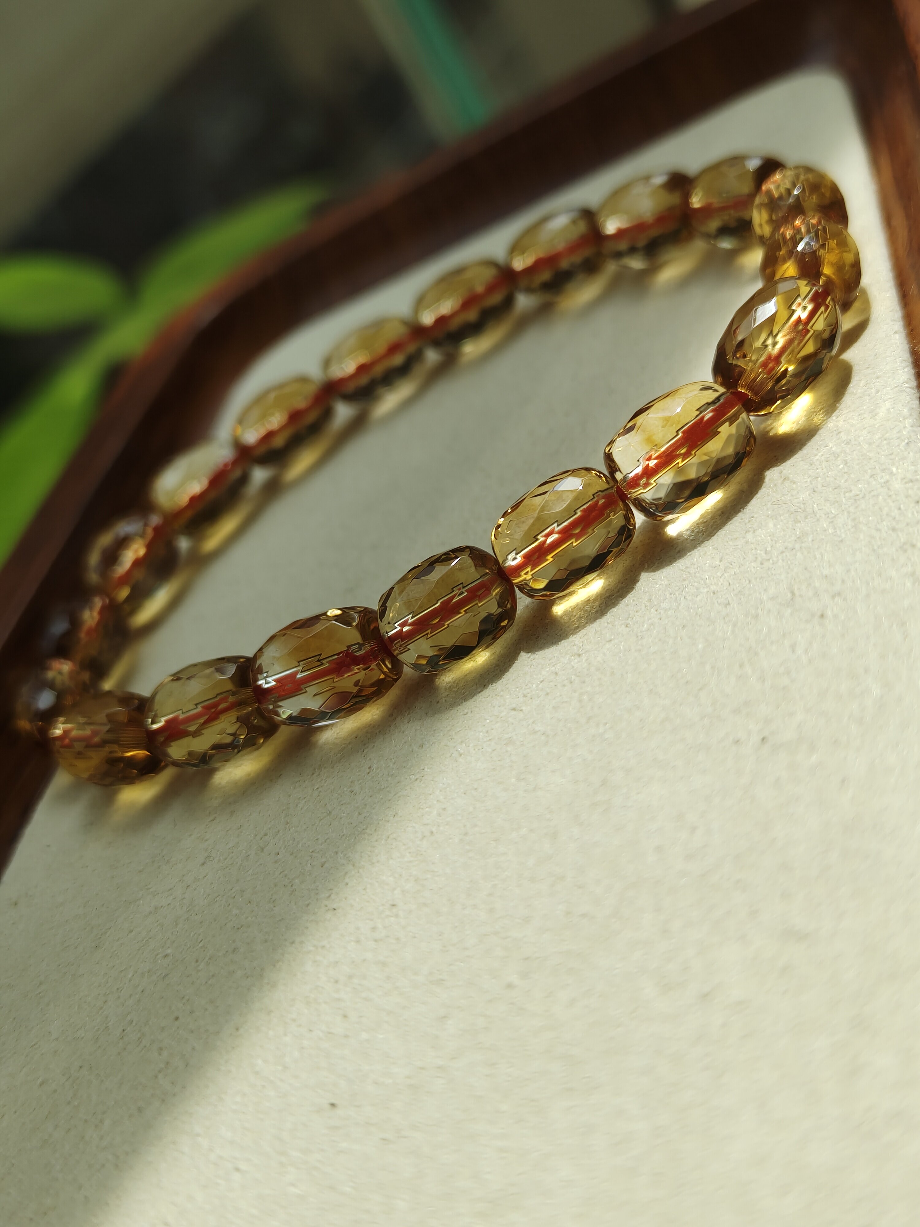 正品纯天然收藏级巴西黄水晶手链女刻切面桶珠随形不定型单圈手串