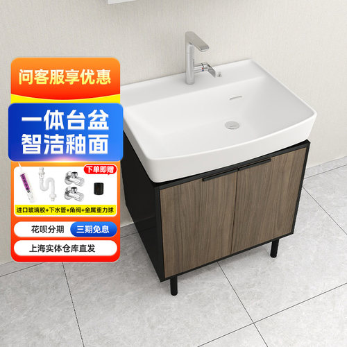 TOTO壁挂陶瓷一体盆储物浴室柜