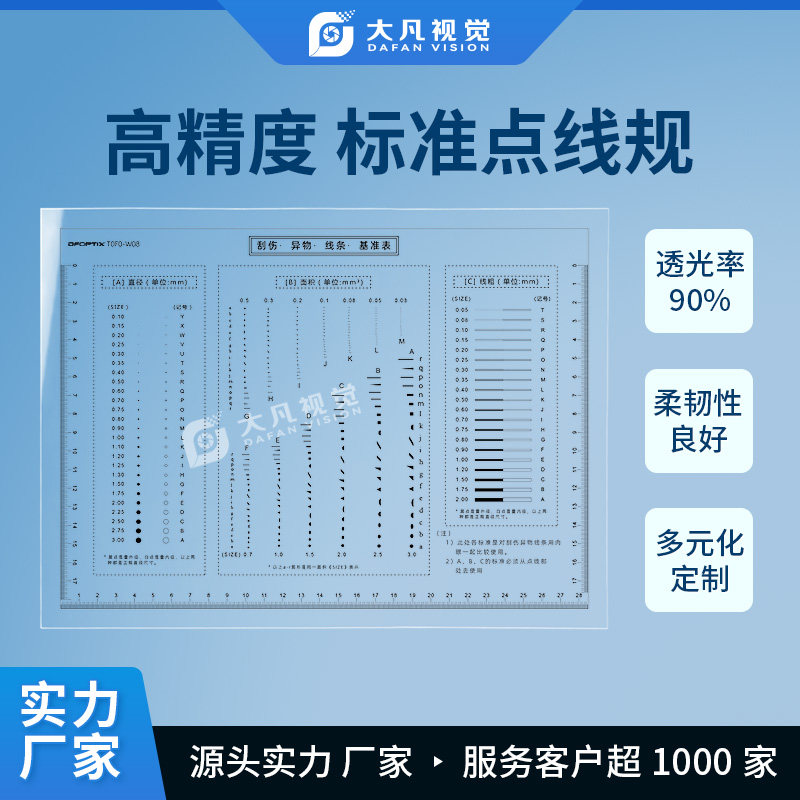 污点卡标准点线规比对卡片A4外观检验规刮伤检查基准表电子厂检用