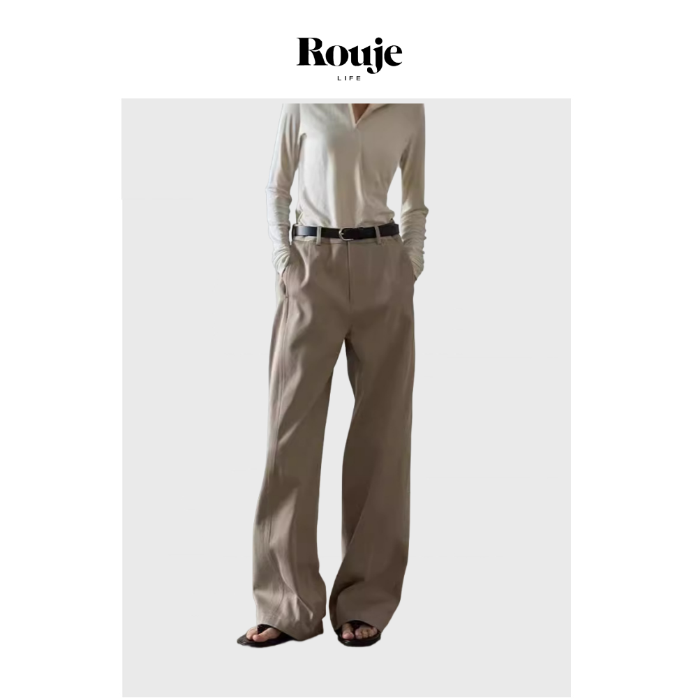 【现货】Rouje Life休闲裤女春秋款百搭高腰显瘦直筒裤阔腿裤长裤,女装/女士精品,大码裤装,淘宝优惠券,粉丝福利购,淘宝优惠卷