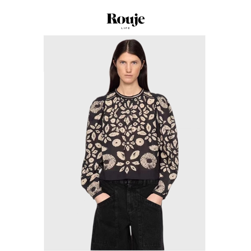 【现货】Rouje Life花朵涂鸦纽约衬衫春季链条装饰造型感短款衬衣