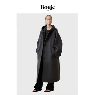 Life连帽毛呢外套女秋冬季 Rouje 高级感慵懒风羊毛大衣 现货
