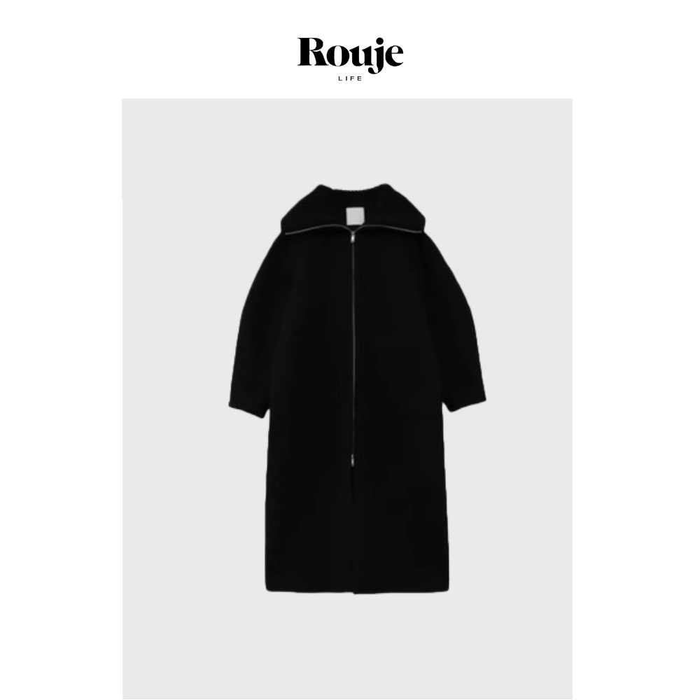 【现货】Rouje Life松本惠奈羊毛大衣女秋冬针织罗纹保暖毛呢外套