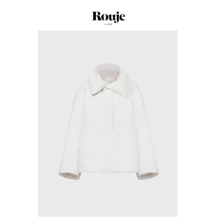 【现货】Rouje Life温柔甜美~张元英白色翻领短款羽绒服保暖外套