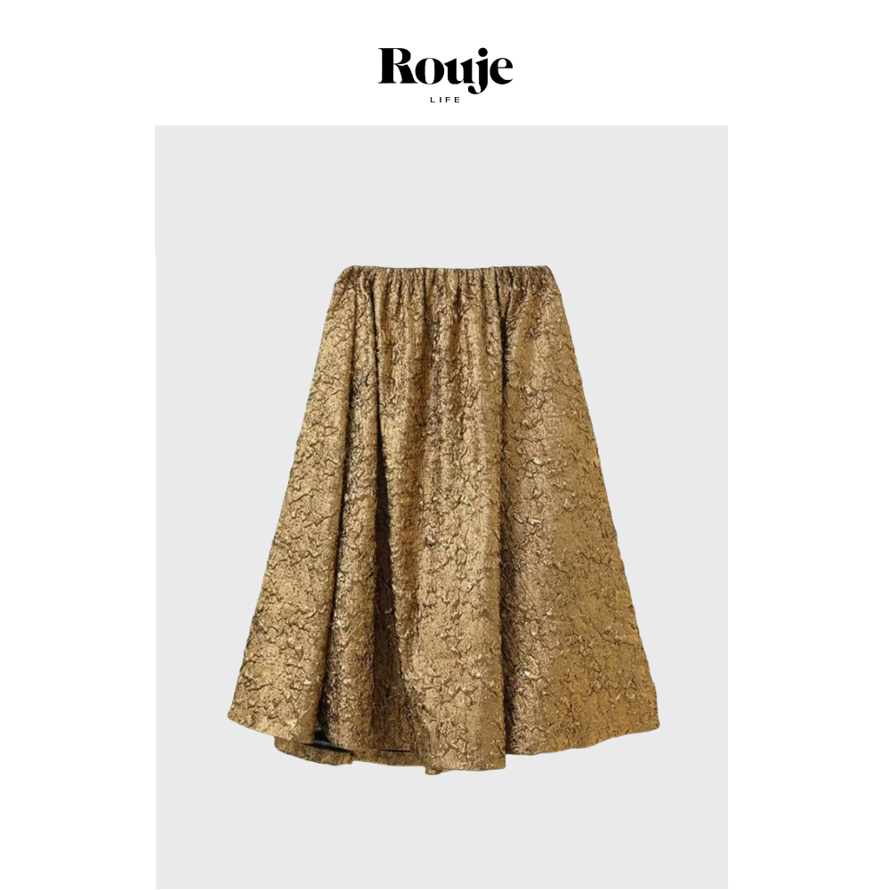 【现货】Rouje Life秋冬暗金提花肌理感蓬蓬半身裙中长款鎏金伞裙,女装/女士精品,大码半身裙,淘宝优惠券,粉丝福利购,淘宝优惠卷
