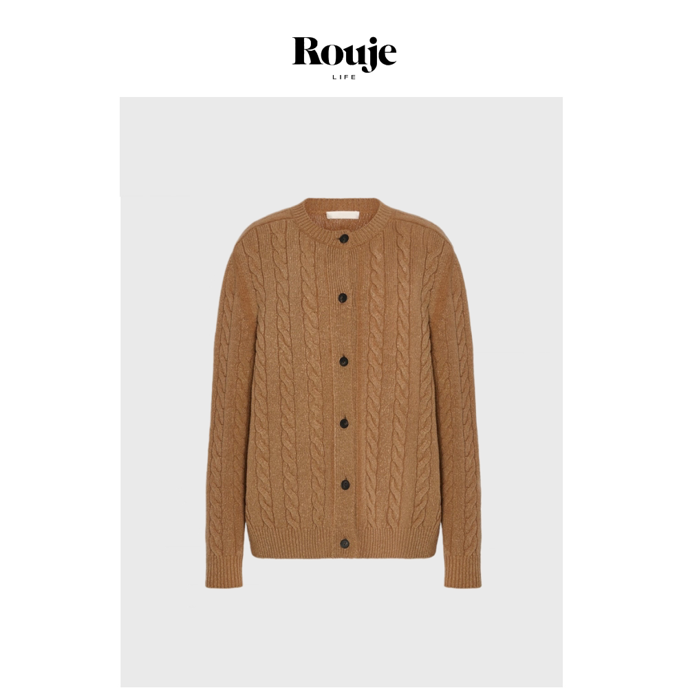 【现货】Rouje Life毛衣女开衫小众极简英伦复古麻花针织绞花外套