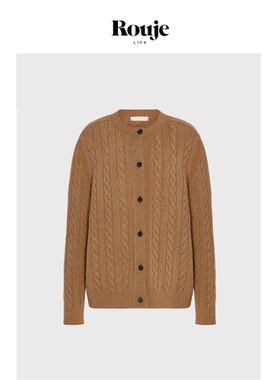 【现货】Rouje Life毛衣女开衫小众极简英伦复古麻花针织绞花外套