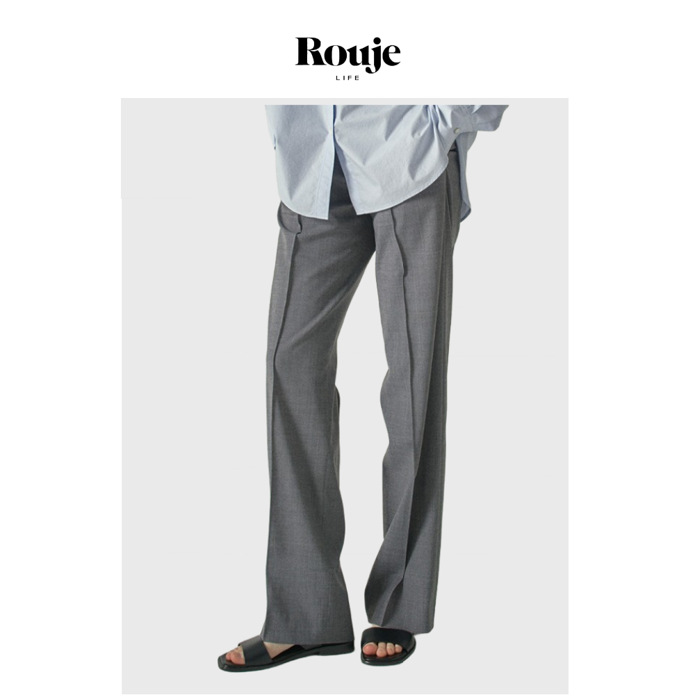 【现货】Rouje Life灰色西装裤女春秋新款阔腿裤休闲裤直筒长裤