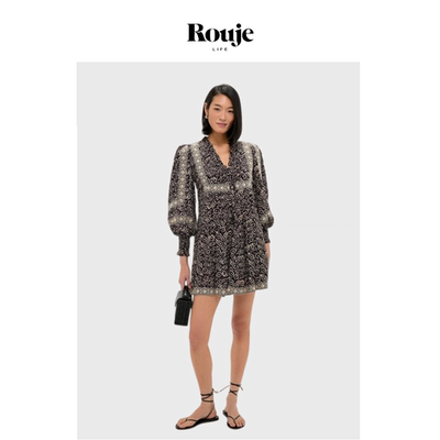 【现货】Rouje Life Emily系列纽约连衣裙春季复古印花宽松娃娃裙