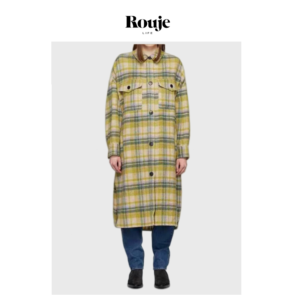 【现货】Rouje Life 2色！80%羊毛大衣美式甜美衬衫长款呢子外套