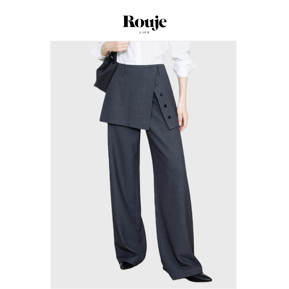 【现货】Rouje Life两件裙帘裤微喇直筒裤铜氨天丝羊毛灰色西装裤,女装/女士精品,大码裤装,淘宝优惠券,粉丝福利购,淘宝优惠卷