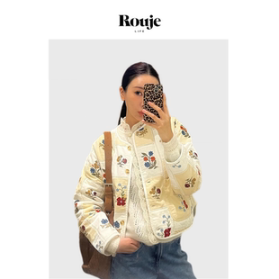 巴黎小棉服26春季 Life联名款 Rouje 花卉刺绣拼接复古外套 现货