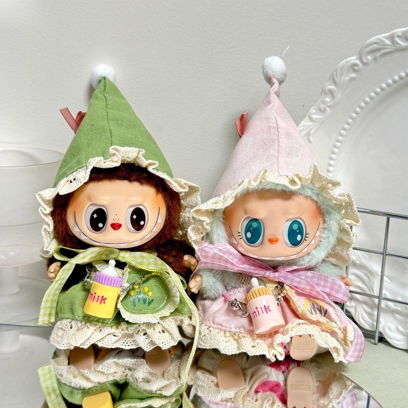 仅衣服拉布布labubu娃衣搪胶盲盒公仔衣服森林精灵套装可爱粉色