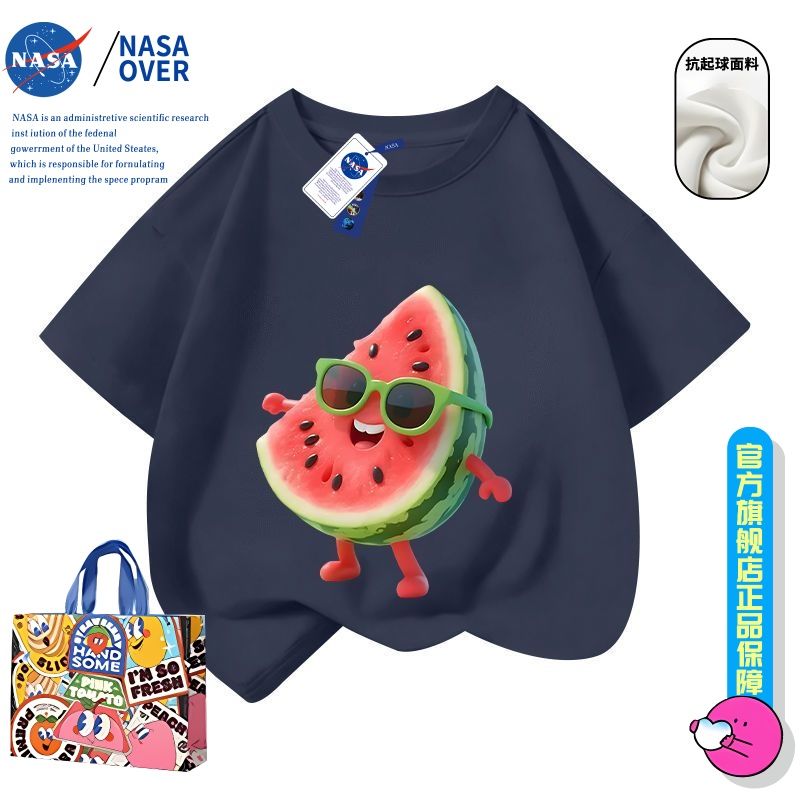 NASA新款趣味西瓜印花亲子装T恤