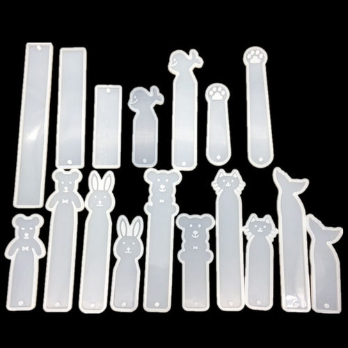 diy水晶滴胶小猫书签模具饰品滴胶尺子模具可爱uv胶镜面硅胶模具