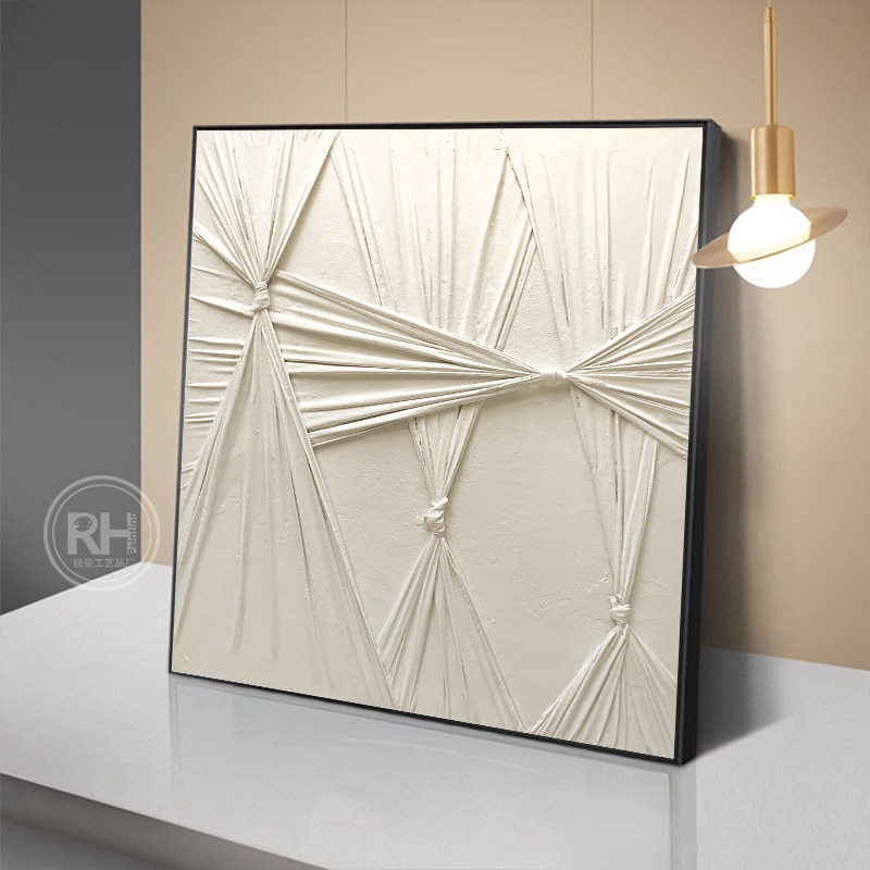 纯手绘油画3D立体布艺砂岩肌理画现代客厅沙发背景挂画侘寂风挂画