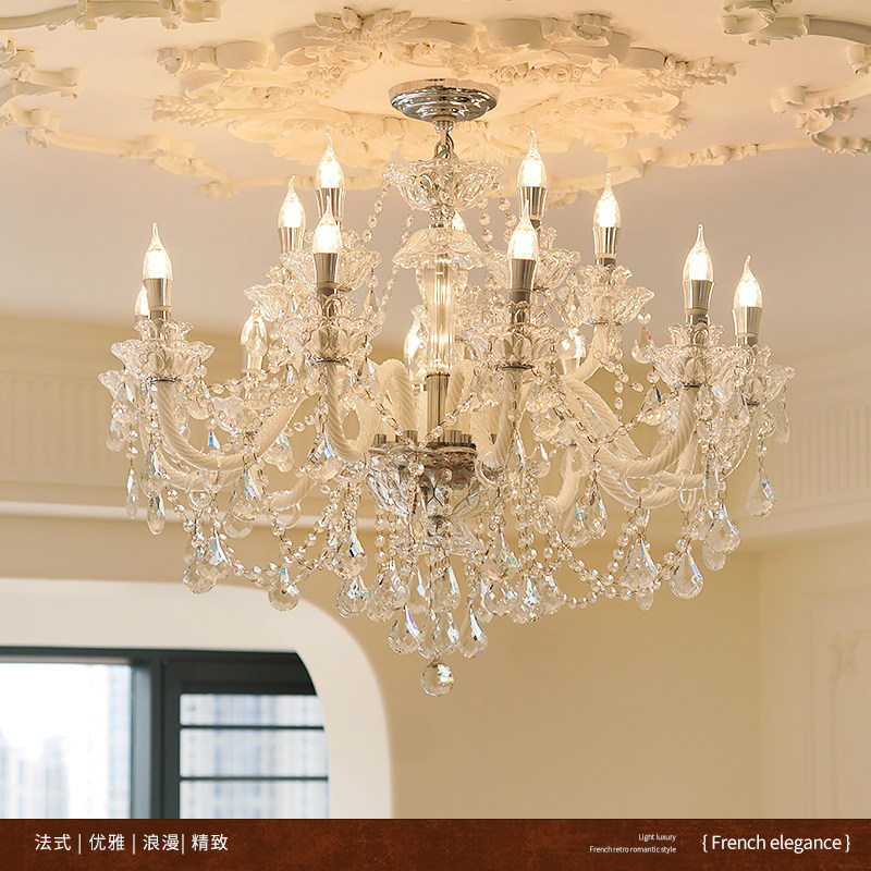 法式吊灯客厅欧式餐厅水晶灯复古灯饰中山灯具蜡烛灯奶油风卧室灯