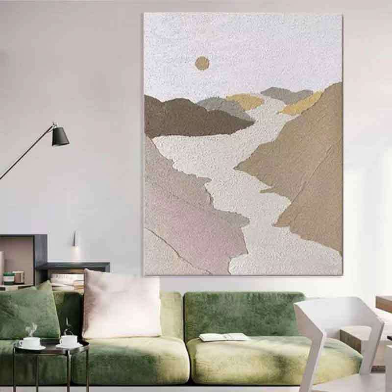 纯手绘肌理抽象实物画厚砂岩立体油画客厅挂画玄关墙壁装饰画手工