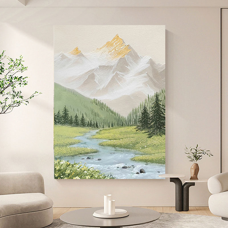 深圳大芬村油画客厅沙发背景装饰画床头挂画轻奢现代简约手绘肌理
