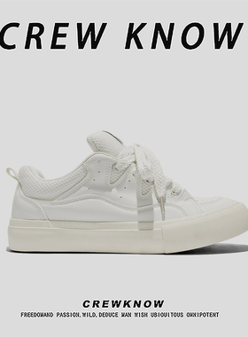 【法国CREW KNOW专柜】时尚潮流白色休闲板鞋牛仔布2026年春季