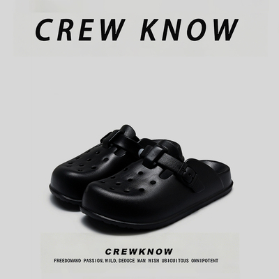 CREW KNOW时尚男鞋~休闲风勃肯鞋洞洞鞋夏季外穿厚底防滑透气包头