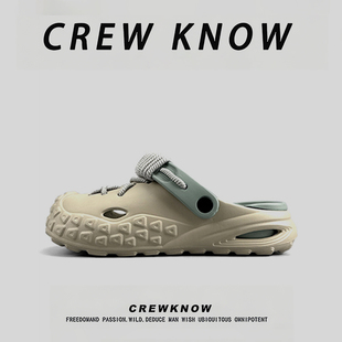 CREW KNOW时尚男鞋~透气防滑洞洞鞋厚底踩屎感时尚软底凉拖
