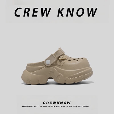 CREW KNOW时尚男鞋~包头洞洞鞋时尚休闲镂空防滑运动透气厚底夏季