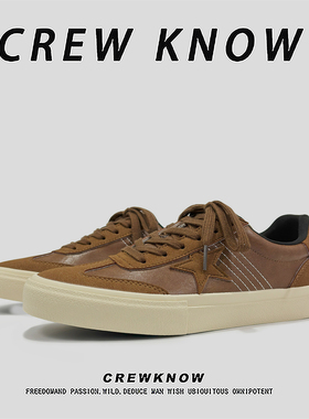 【法国CREW KNOW专柜】2026年春季休闲板鞋时尚潮流纯色黑色低帮