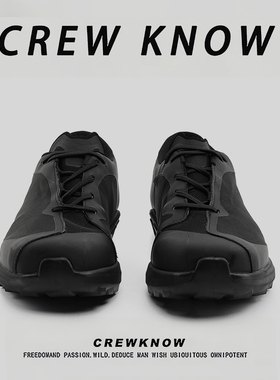 【法国CREW KNOW专柜】休闲板鞋轻便系带运动鞋透气黑色低帮鞋