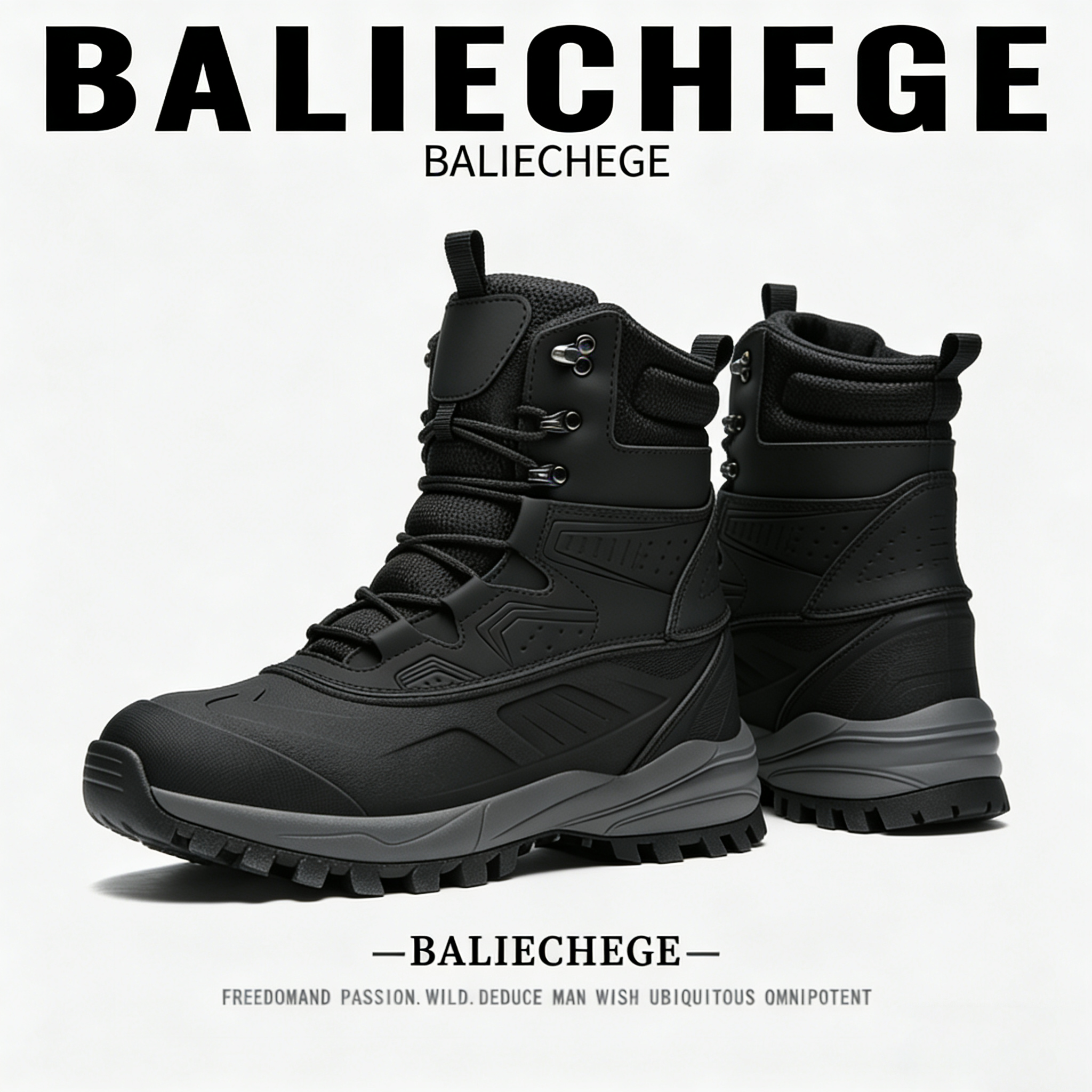 【法国BALIECHEGE专柜】棉内里防滑短筒雪地靴防寒冬季黑色保暖鞋