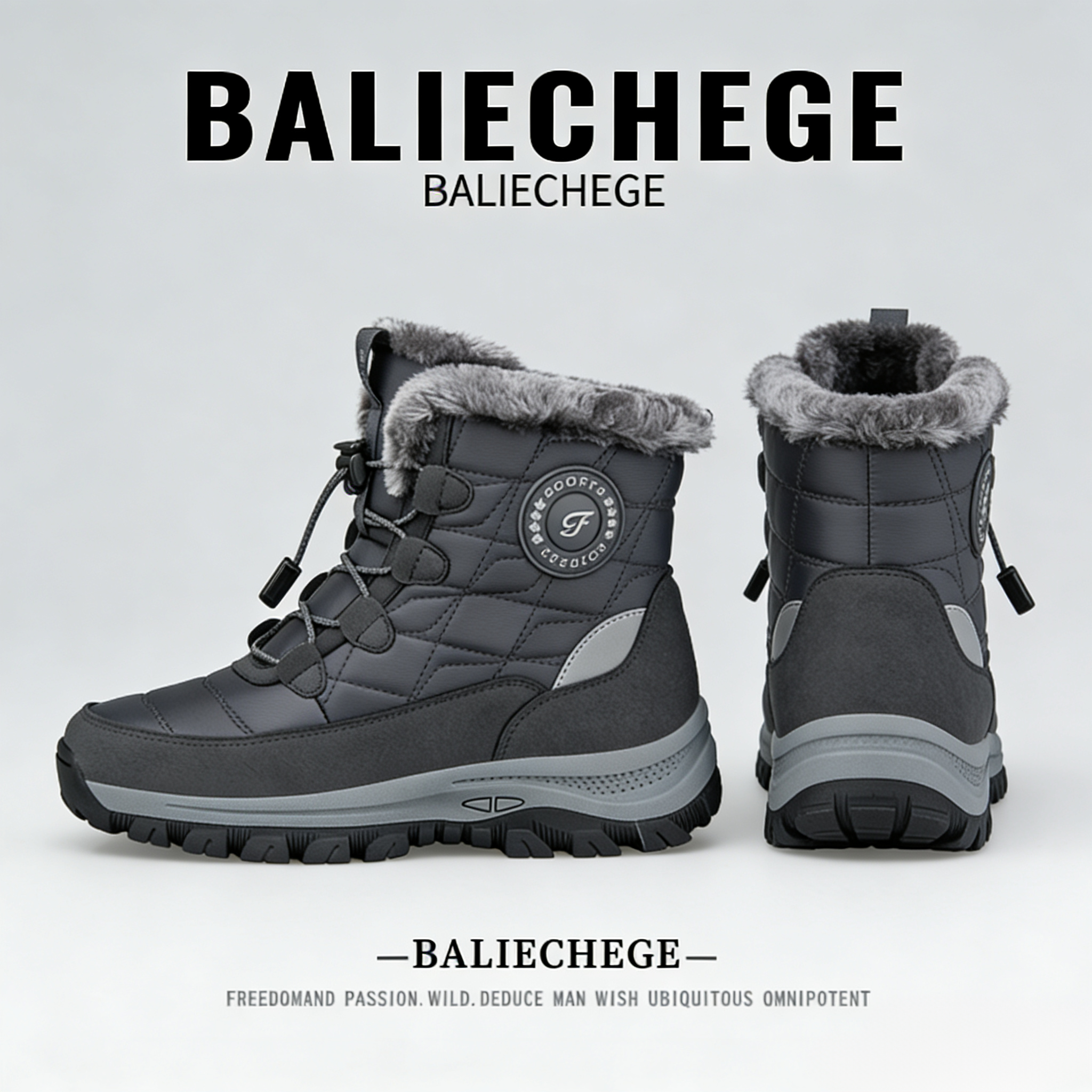 【法国BALIECHEGE专柜】棉靴2025年冬季短筒防寒雪地靴保暖男士