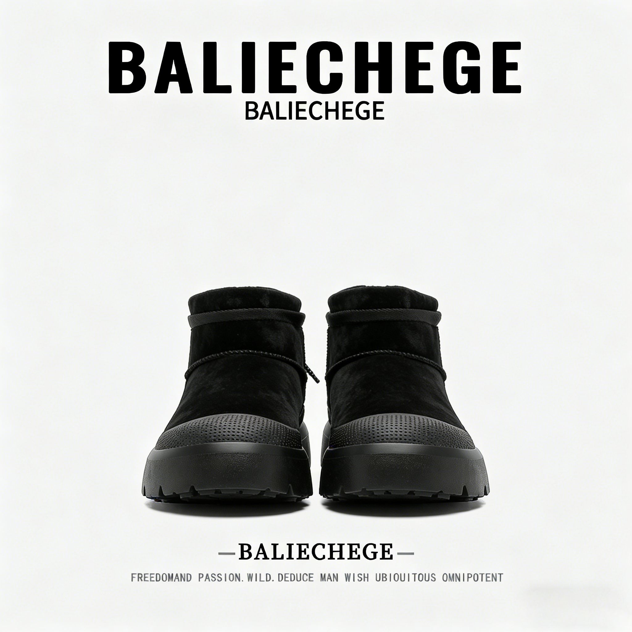 【法国BALIECHEGE专柜】男鞋2025年冬季加绒短筒雪地靴棉内里短靴