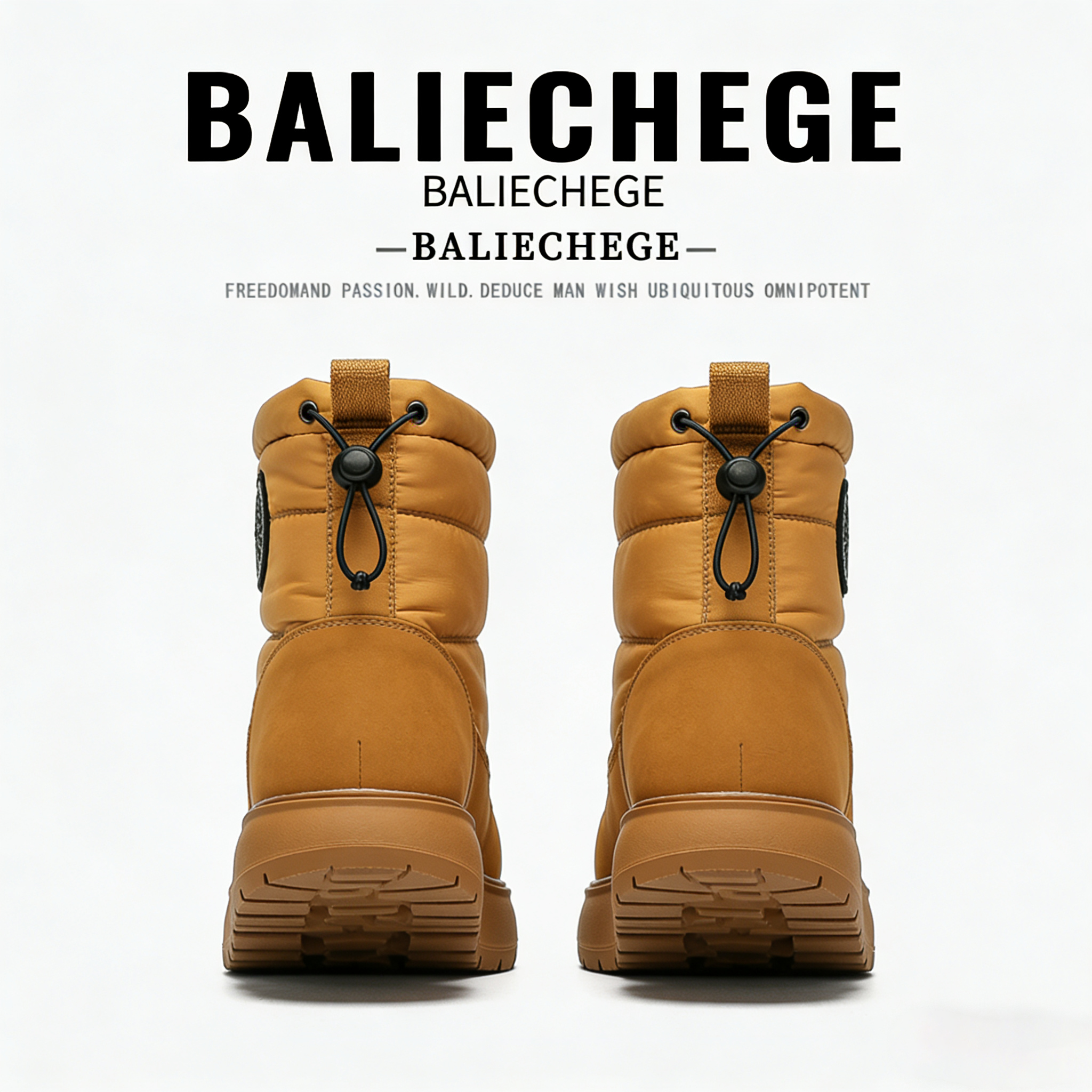 【法国BALIECHEGE专柜】男鞋户外保暖雪地靴系带合成革耐磨车缝线