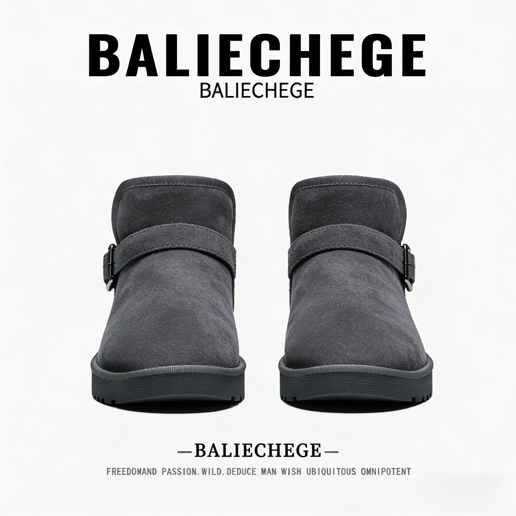 【法国BALIECHEGE专柜】棉内里2025年冬季深灰色短筒防寒雪地靴短