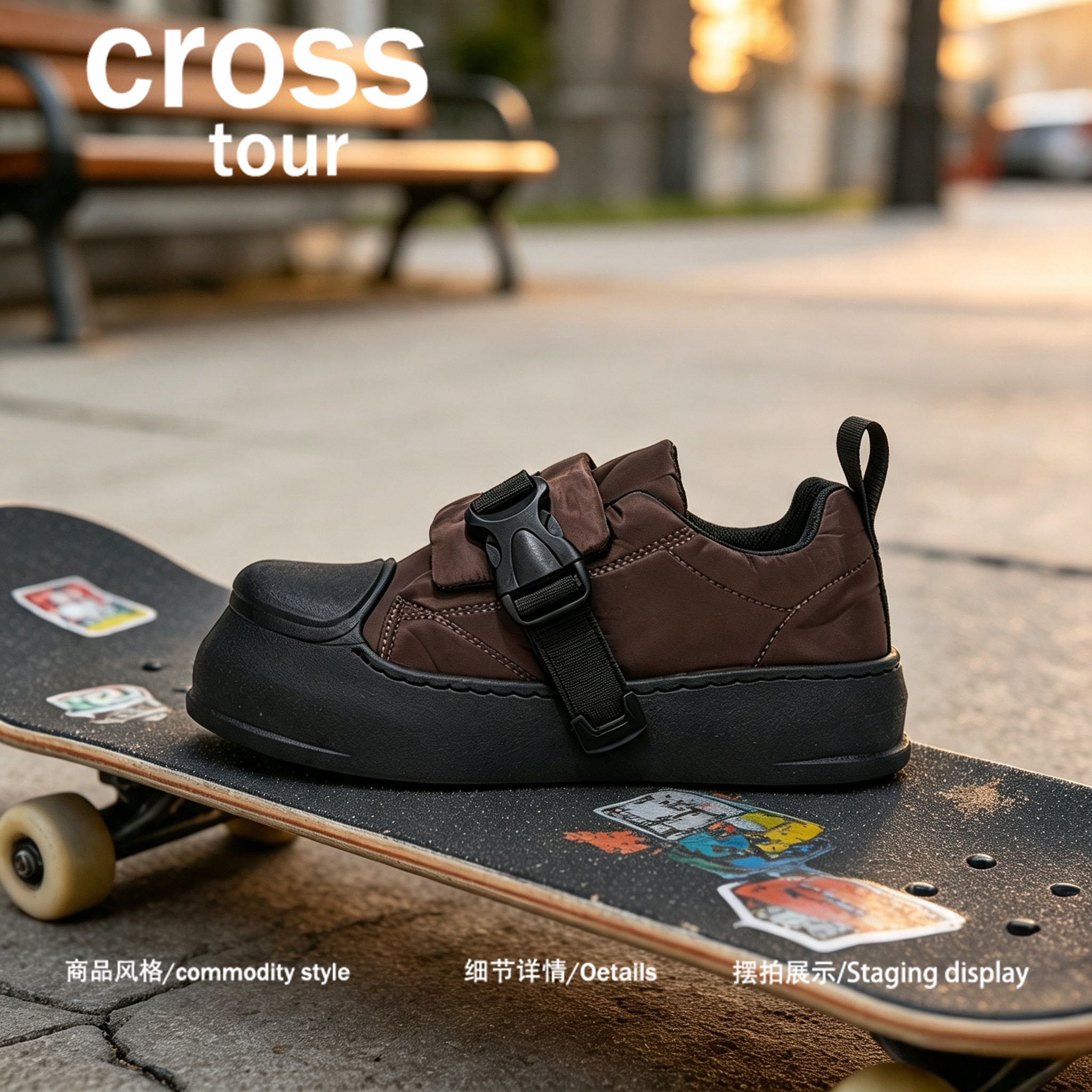 【街头港风】Cross tour新款百搭厚底平底鞋休闲潮流透气运动板鞋