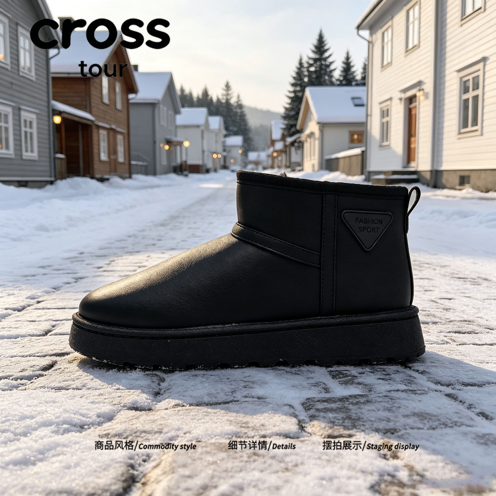 【学院风感】Cross tour简约纯色雪地靴冬季百搭时尚潮流保暖棉鞋