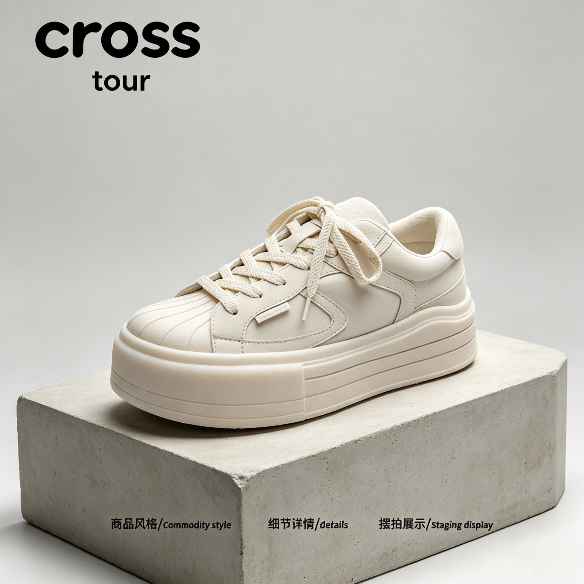 【简形蕴韵】Cross tour简约厚底休闲板鞋简约时尚耐磨贝壳头潮鞋
