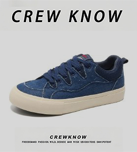 【法国CREW KNOW专柜】青年板鞋运动休闲系带透气春秋平跟圆头车