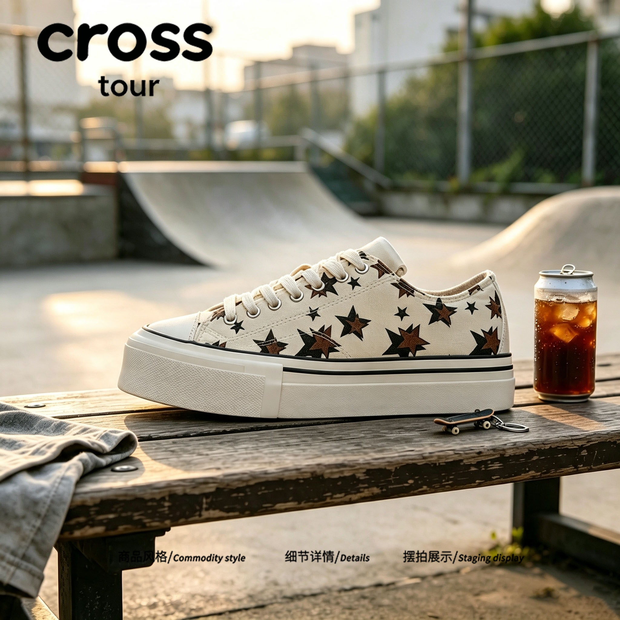【盛夏三伏】Cross tour复古港味ins潮鞋百搭厚底增高休闲板鞋