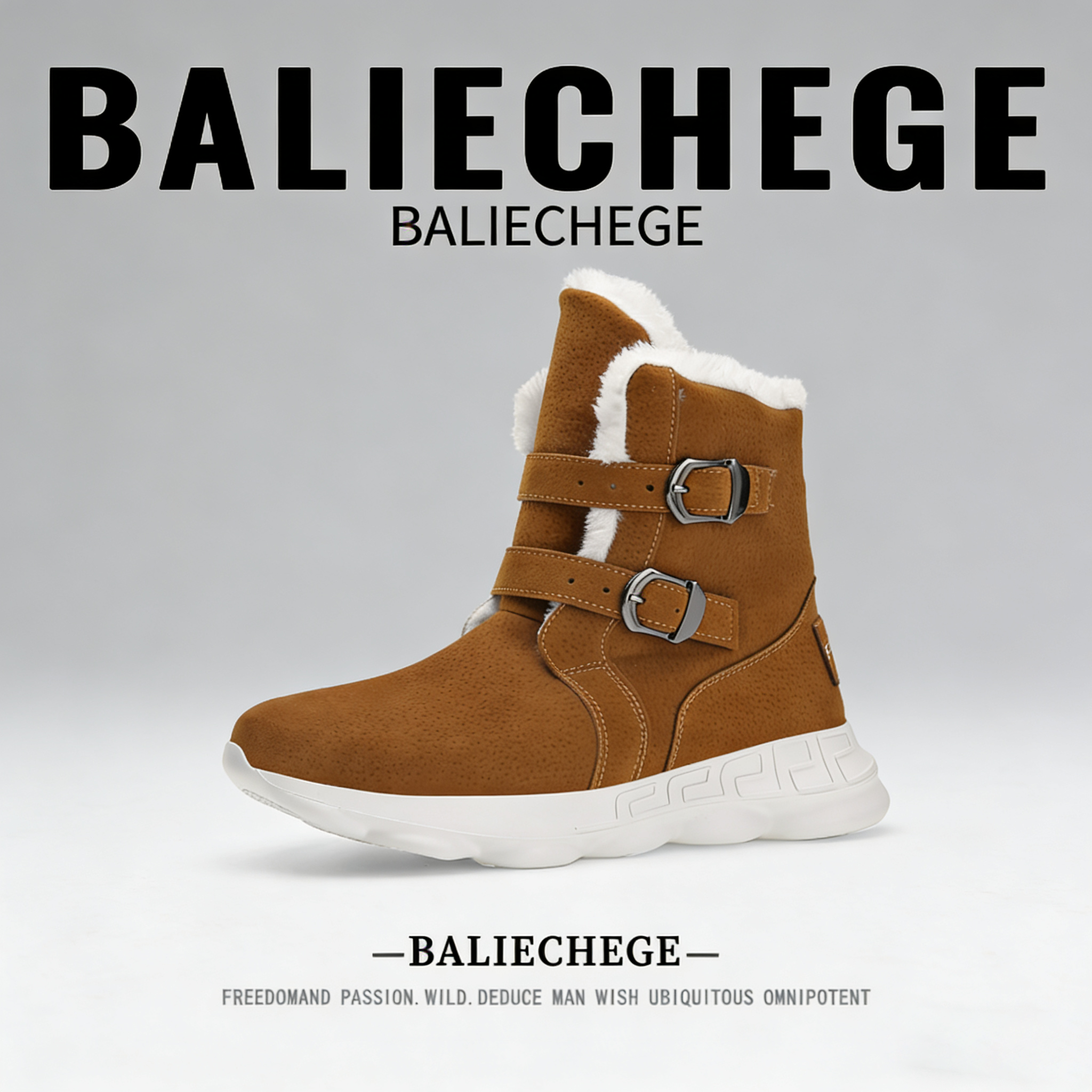 【法国BALIECHEGE专柜】冬季短筒雪地靴户外休闲棕色加厚高帮防滑