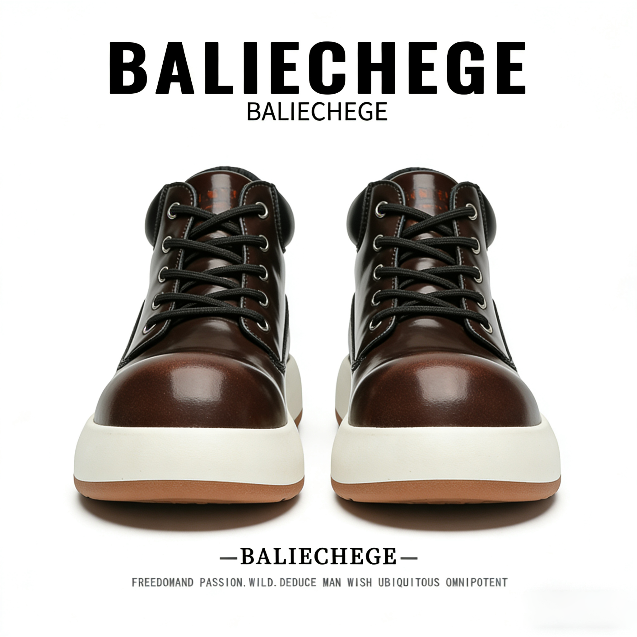 【法国BALIECHEGE专柜】男鞋2025年简约混合材质系带马丁靴厚底